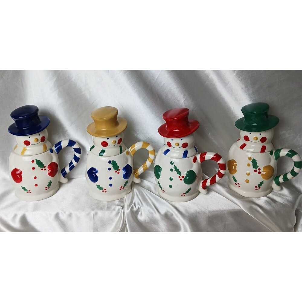 Temptations Christmas Holiday 12 oz. Snowman Mug-lot of 4
